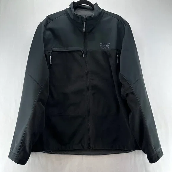 Mountain Hardwear Jacket Mens XL Mountain Tech II Soft Shell Fleece Gray Black - Picture 1 of 13